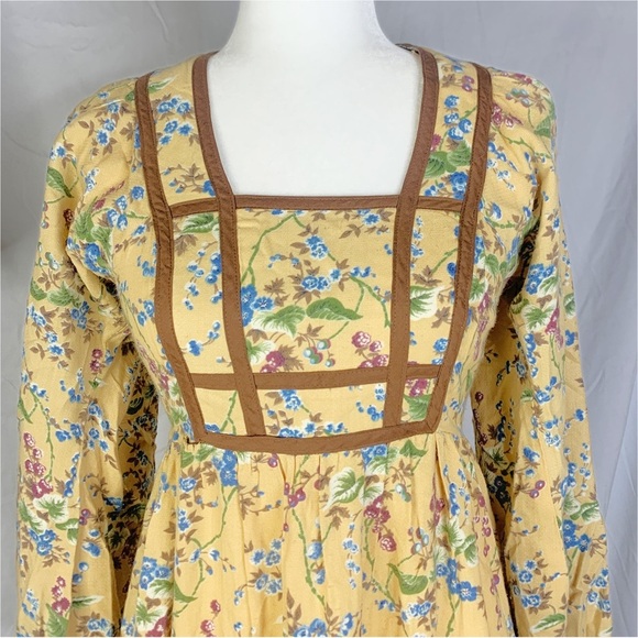 1970's Jody T Vintage Maxi Dress 7 Cottagecore Prairie Hippie Granny - Picture 7 of 12